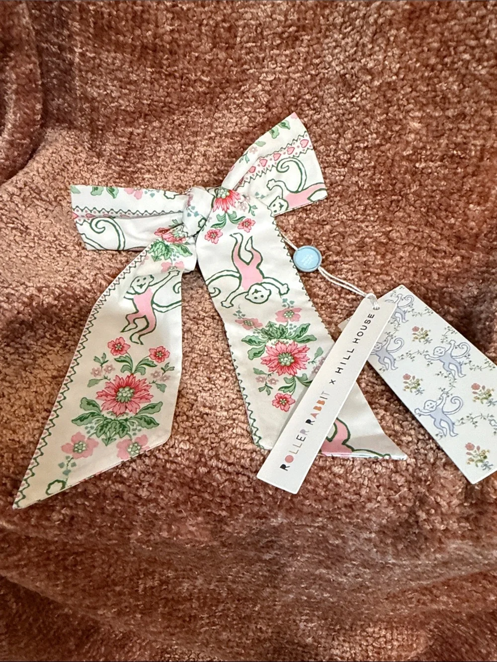 Hill House Roller Rabbit Floral Bow NEW Monkey Roses